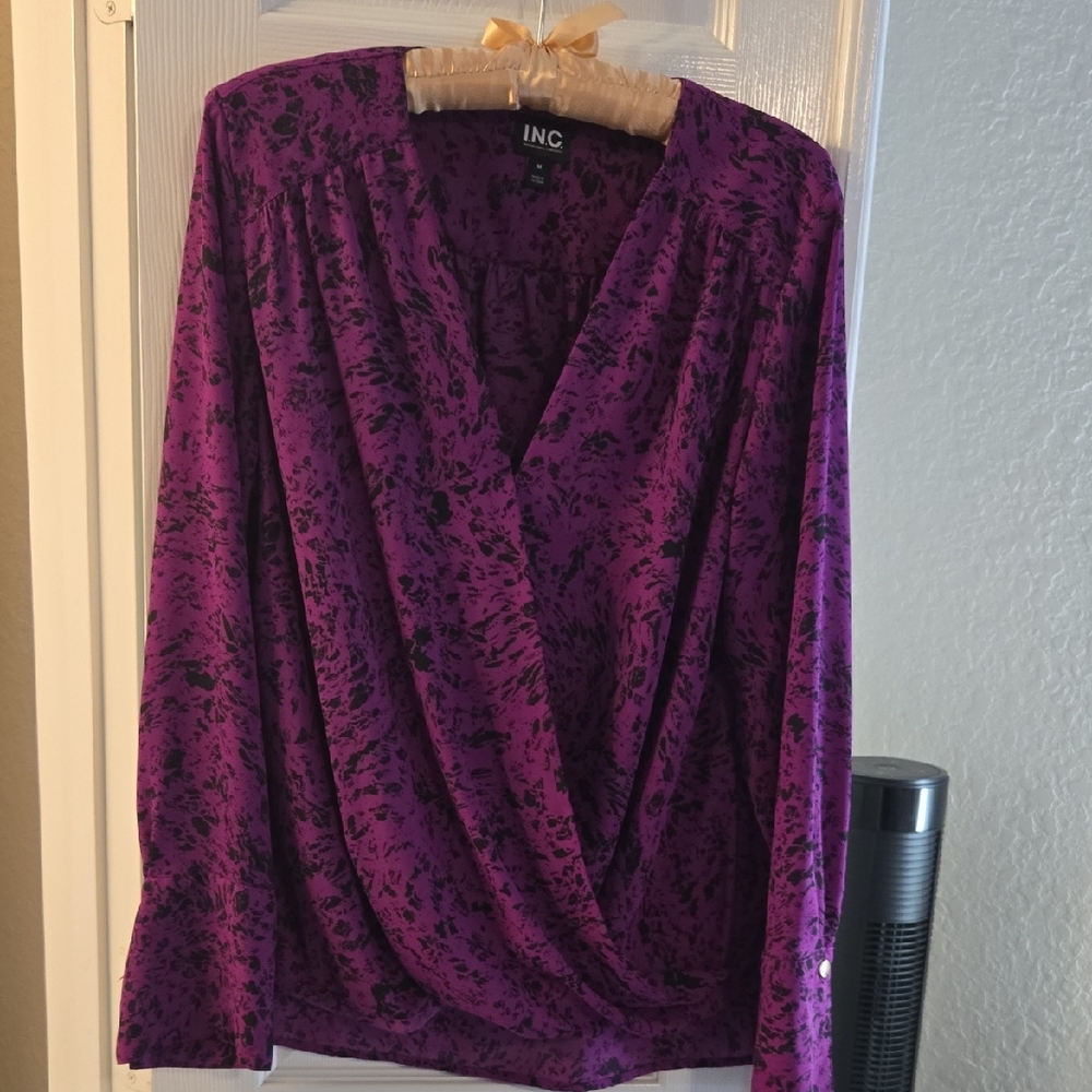 INC International Concepts Women's Floral Purple Blouse